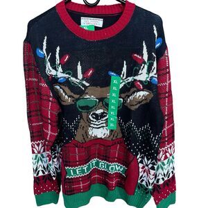 Ugly Holiday Sweater Adult Extra Large Christmas Reindeer Festive Multicolor NEW